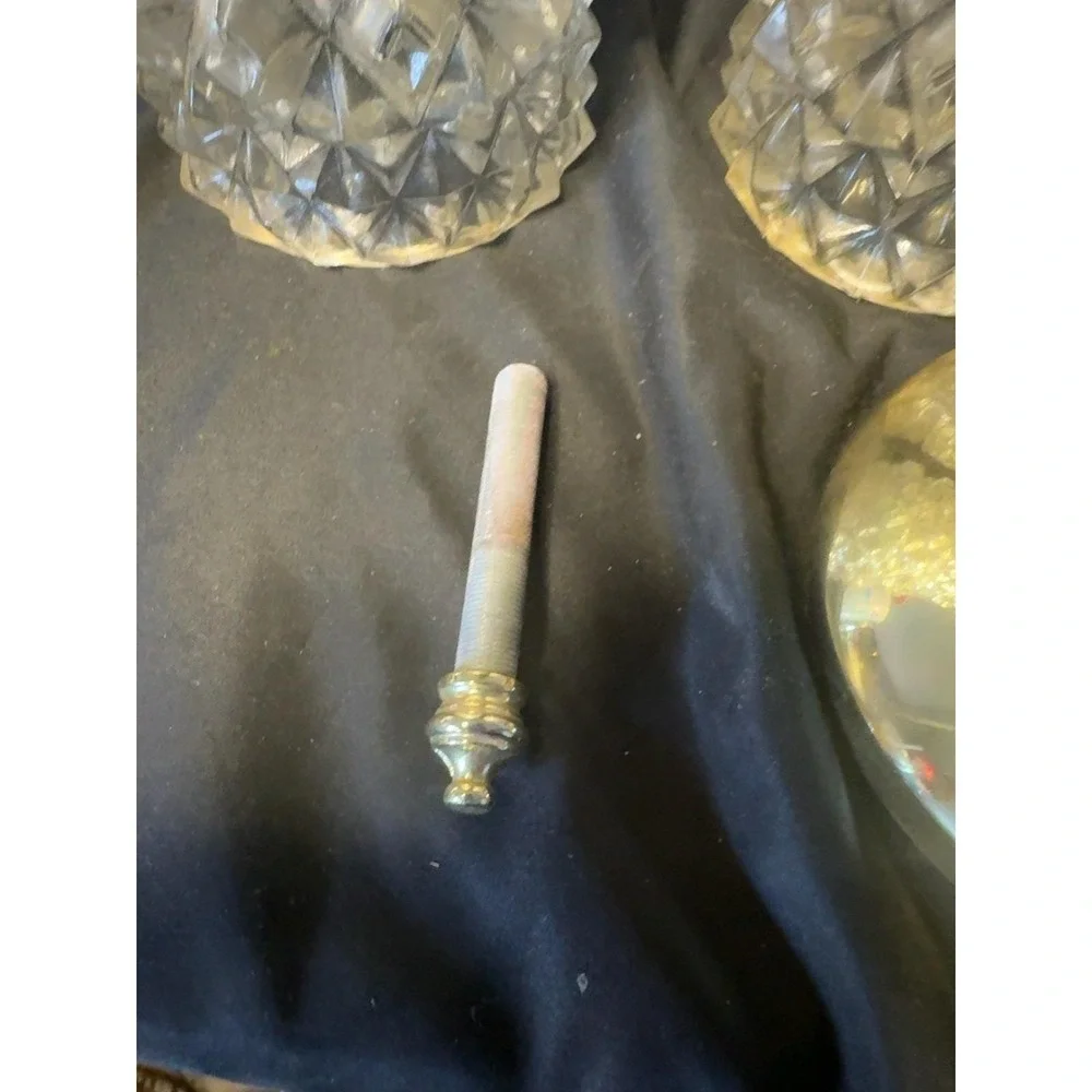 Vintage Double Pendant Ceiling Light Brass Plated Daisy Button Glass Hanging Fix